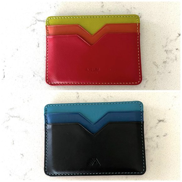 Handbags - Double-Sided *Rainbow Duo* Slim Leather Card Holder | Colorblock Wallet |